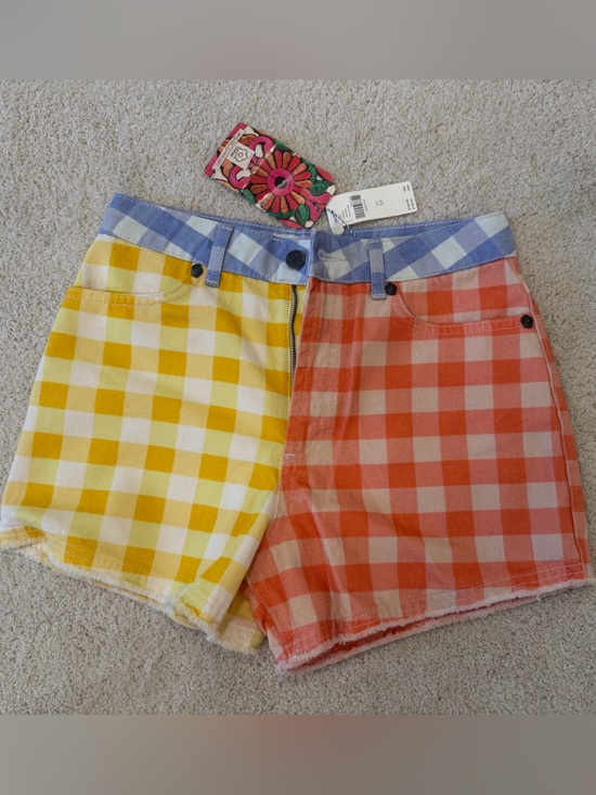 FARM Rio Pants - FARM RIO Anthropologie Gingham High Waist Denim Shorts NWT Sz XS